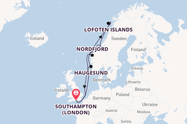 Norway from Southampton, England with the Aurora