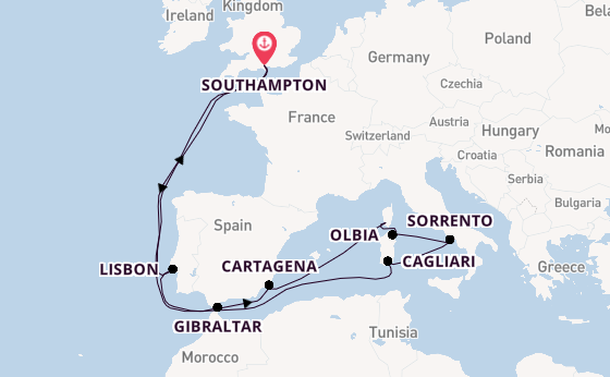 Western Mediterranean from Southampton, England with the Borealis