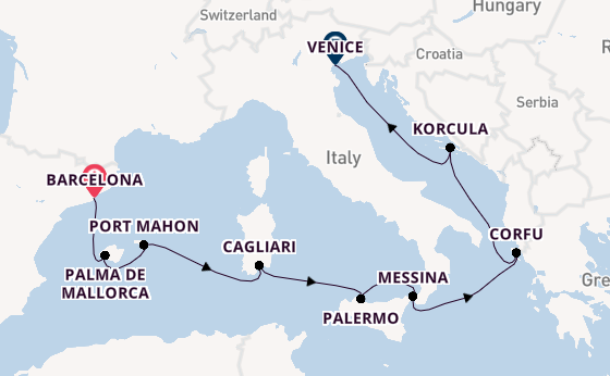 Western Mediterranean from Barcelona, Spain with the Sirena