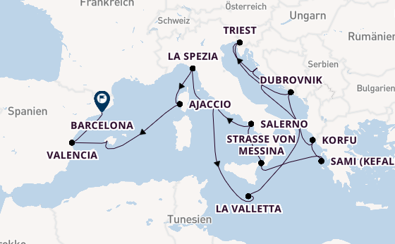 Mittelmeer ab Civitavecchia (Rom), Italien auf der Queen Elizabeth