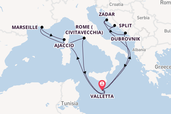 Mediterranean Sea from Valletta, Malta with the Azura