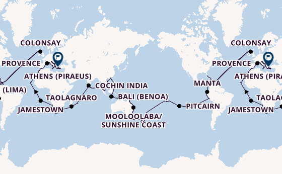 Round-the-World Trip from Miami, Florida, USA with the Azamara Onward