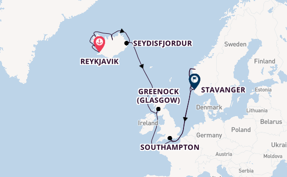 Arctic Ocean from Reykjavik, Iceland with the Regal Princess
