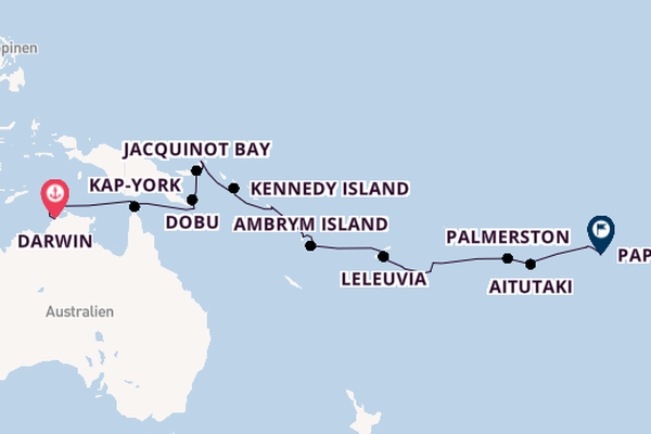 Südsee ab Darwin, Australien auf der Silver Cloud