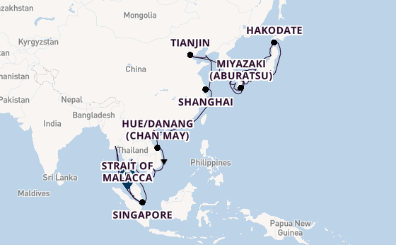 Oost-Azië vanaf Tokio, Japan met de Azamara Pursuit