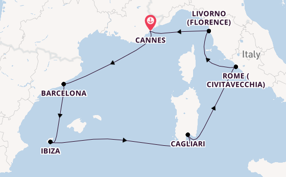 Western Mediterranean from Cannes, France with the MSC Fantasia