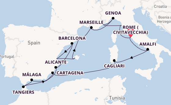 Western Mediterranean from Rome (Civitavecchia), Italy with the EXPLORA II