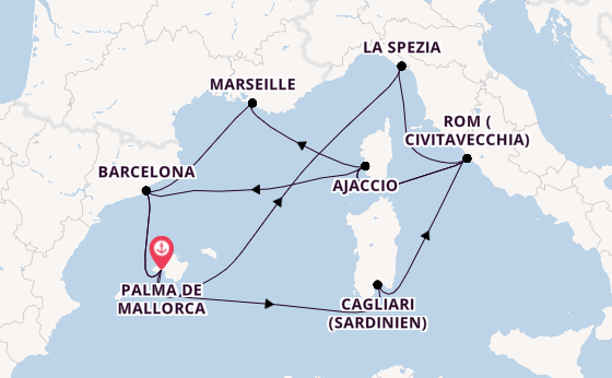 Westliches Mittelmeer ab Palma de Mallorca, Spanien auf AIDAcosma