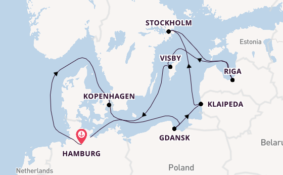 Europa vanaf Hamburg, Duitsland met de MS EUROPA