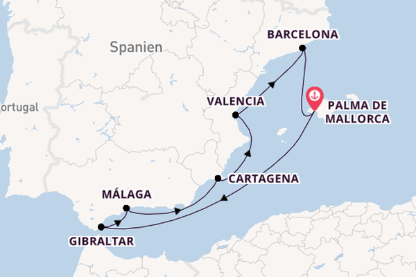 Westliches Mittelmeer ab Palma de Mallorca, Spanien auf AIDAdiva