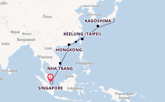 Oost-Azië vanaf Singapore, Singapore met de Quantum of the Seas