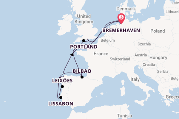 Engeland vanaf Bremerhaven, Duitsland met de Mein Schiff 3