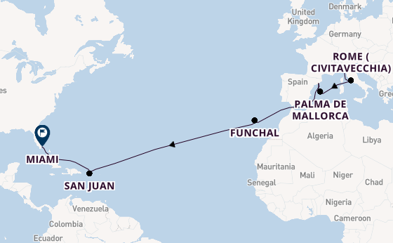 Transatlantic from Genoa, Italy with the MSC Grandiosa