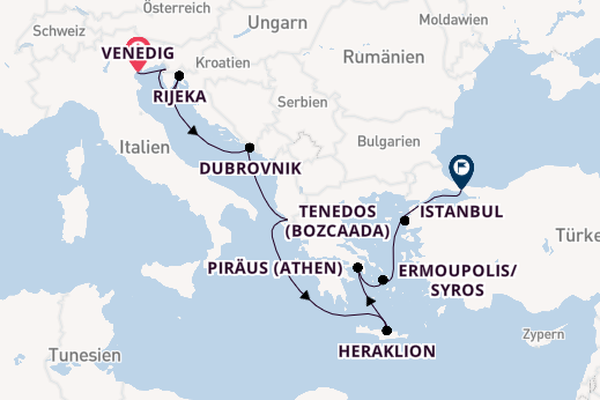 Östliches Mittelmeer ab Venedig, Italien auf der Sirena