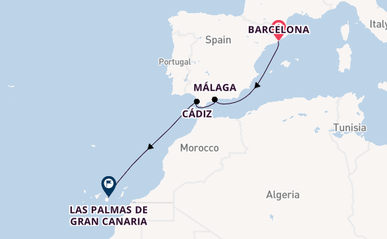 Western Mediterranean from Barcelona, Spain with the Costa Smeralda