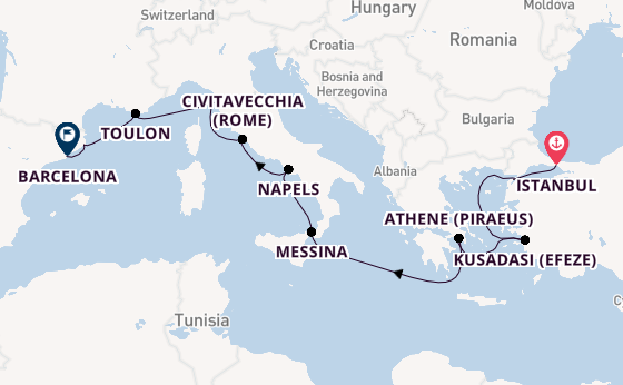 Middellandse Zee vanaf Istanbul, Turkije met de Seven Seas Splendor