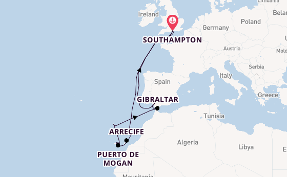 Canary Islands from Southampton, England with the Britannia 