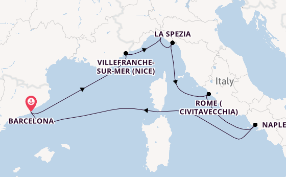 Western Mediterranean from Barcelona, Spain with the Celebrity Xcel