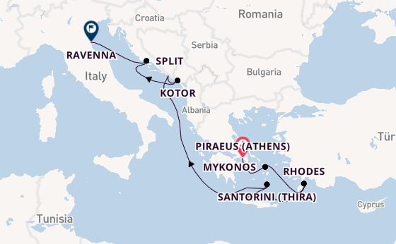 Eastern Mediterranean from Piraeus (Athens), Greece with the Celebrity Eclipse