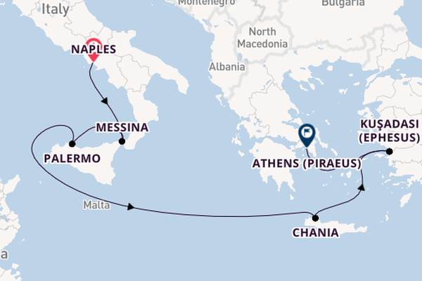 Mediterranean Sea from Naples, Italy with the Sun Princess