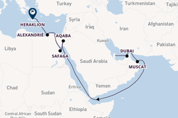 Midden-Oosten vanaf Doha, Qatar met de Mein Schiff 5