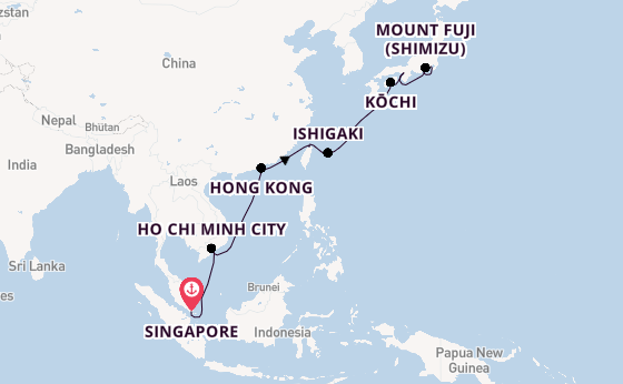 Japan from Singapore, Singapore with the Azamara Pursuit