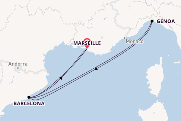 Western Mediterranean from Marseille, France with the MSC Magnifica