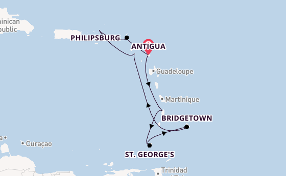 Southern Caribbean from Antigua, Antigua and Barbuda with the Iona