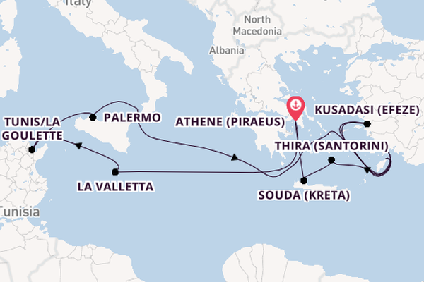 Middellandse Zee vanaf Athene (Piraeus), Griekenland met de Nieuw Statendam