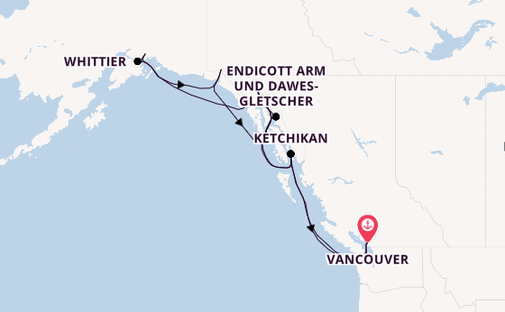 Alaska ab Vancouver, Kanada auf der Westerdam