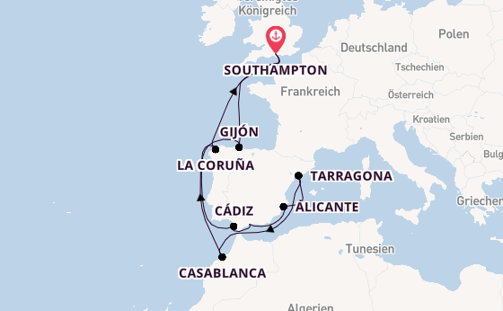 Westliches Mittelmeer ab Southampton, Großbritannien auf der MSC Meraviglia