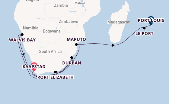 Zuidelijk Afrika vanaf Kaapstad, Zuid-Afrika met AIDAblu