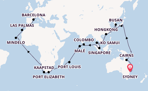 Zuidoost-Azië vanaf Sydney, Australië met de Costa Deliziosa