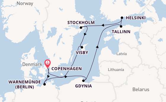 Baltic Sea from Copenhagen, Denmark with the MSC Splendida