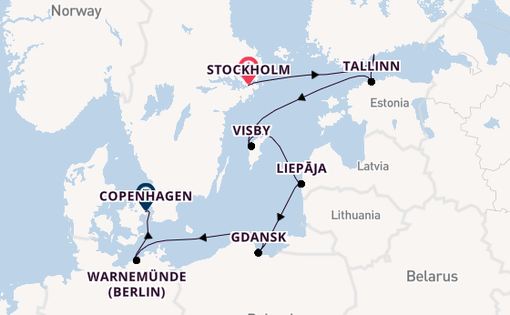Baltic Sea from Stockholm, Sweden with the Seven Seas Voyager