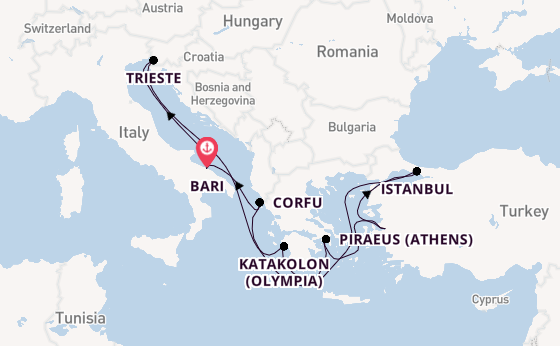 Mediterranean from Bari, Italy with the MSC Fantasia
