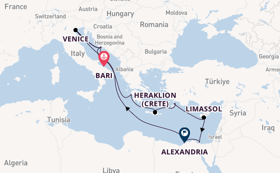 Mediterranean Sea from Bari, Italy with the MSC Lirica