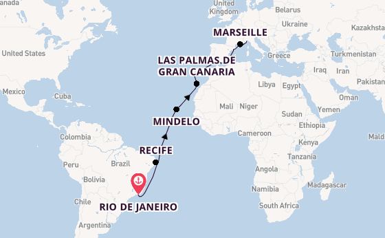 Transatlantic from Rio de Janeiro, Brazil with the Costa Serena