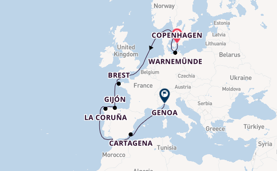 Western Mediterranean from Copenhagen, Denmark with the MSC Splendida