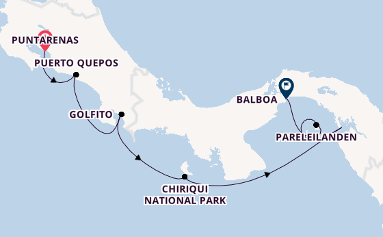 Midden-Amerika vanaf Puntarenas, Costa Rica met de Star Clipper