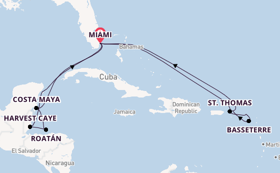 Caribbean vanaf Miami, Verenigde Staten met de Allura
