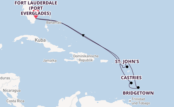 Karibik ab Fort Lauderdale (Port Everglades), USA auf der Celebrity Ascent