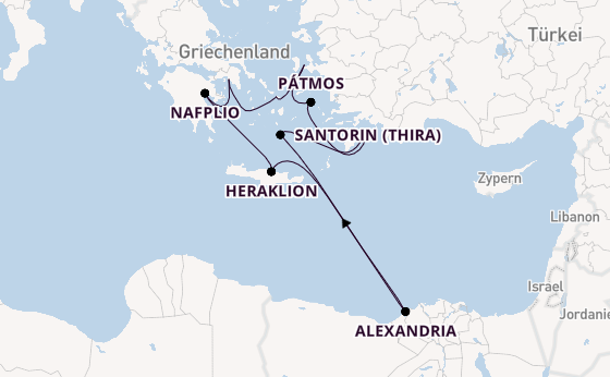 Östliches Mittelmeer ab Piräus (Athen), Griechenland auf der Silver Nova