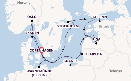 Norway from Copenhagen, Denmark with the Caribbean Princess