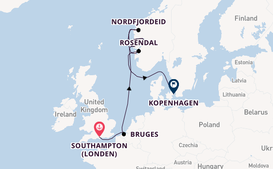 Noorwegen vanaf Southampton (Londen), Engeland met de EXPLORA IV
