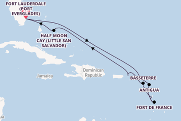 Caribbean from Fort Lauderdale (Port Everglades), Florida with the Koningsdam