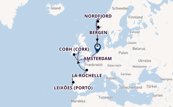 Norwegen ab Lissabon, Portugal auf der Zuiderdam