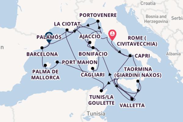 Western Mediterranean from Rome (Civitavecchia), Italy with the Seabourn Ovation 