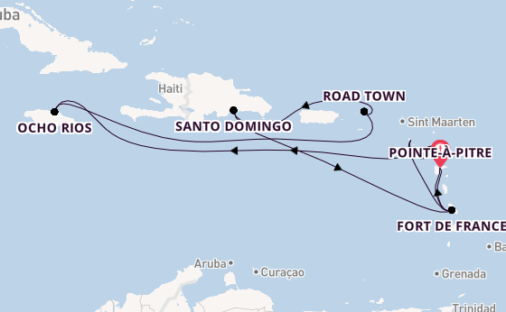 Karibik ab Pointe-à-Pitre, Guadeloupe auf der Costa Favolosa