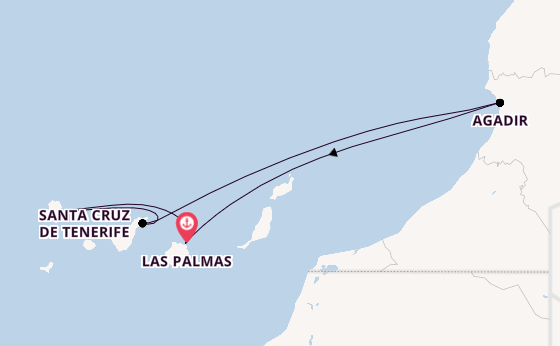 Canarische Eilanden vanaf Las Palmas, Gran Canaria, Spanje met de Costa Smeralda